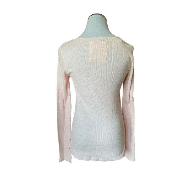 Vintage Y2K Old Navy Fitted Waffle Knit Babydoll Top Size M Pink Speckled Long - Picture 3 of 9